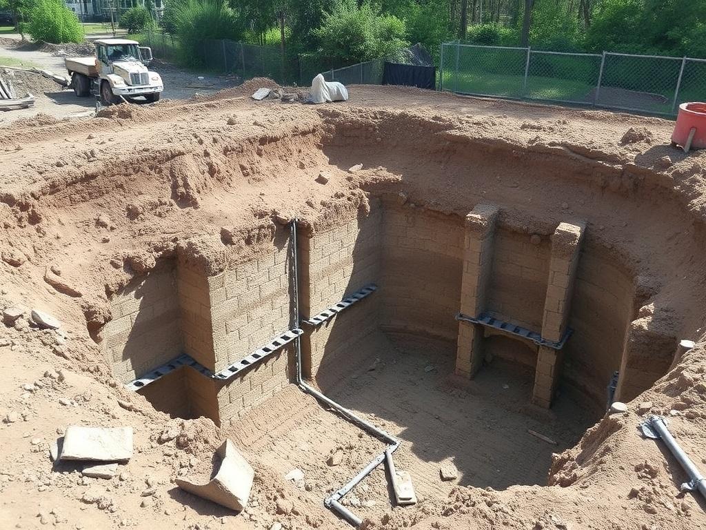 Reinforcement of excavation pitsфото